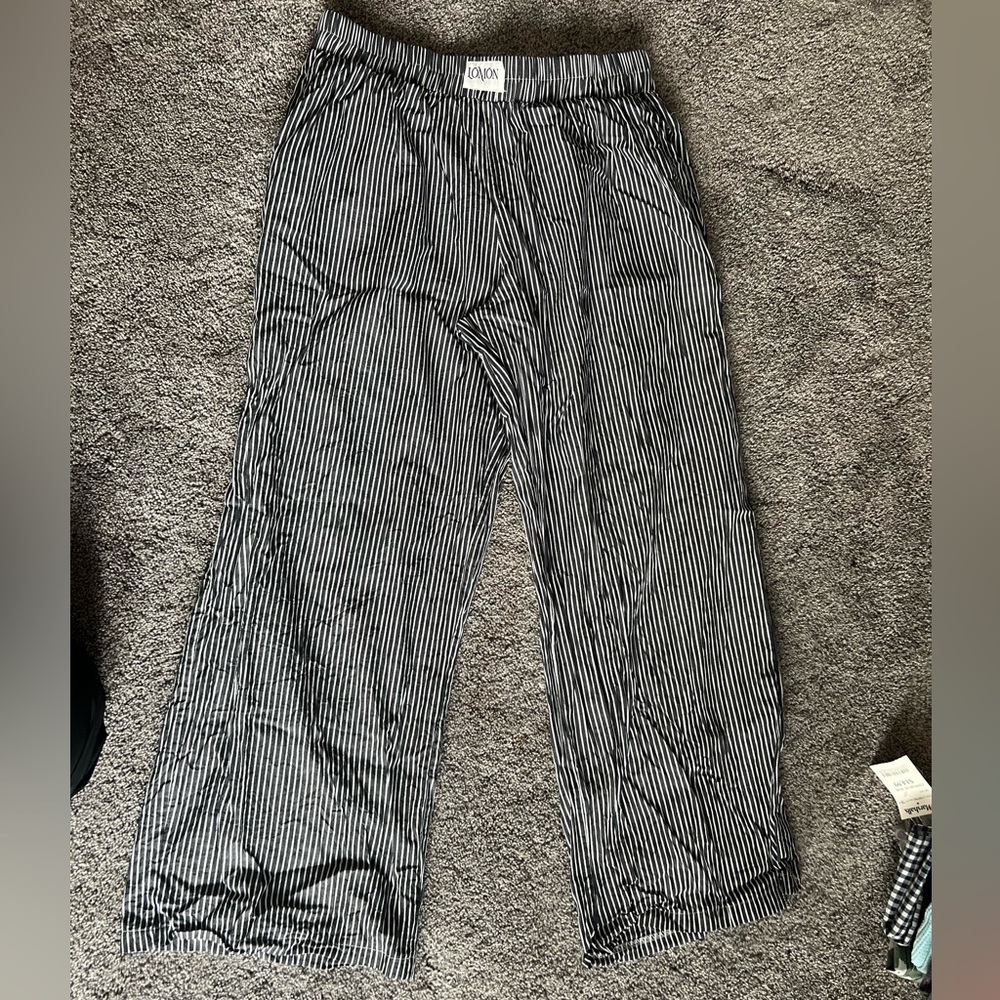 Marshalls Black and White Striped Straight Leg Pants